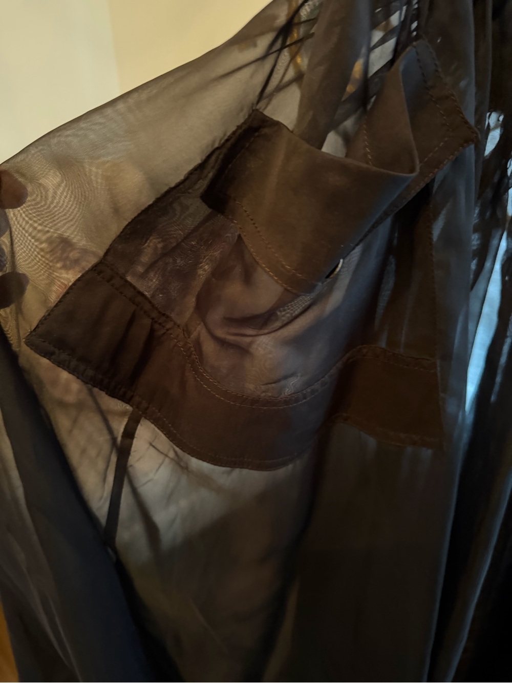Anthropologie Black Sheer A-Line Maxi Skirt with Gold Zip - Picture 3 of 8